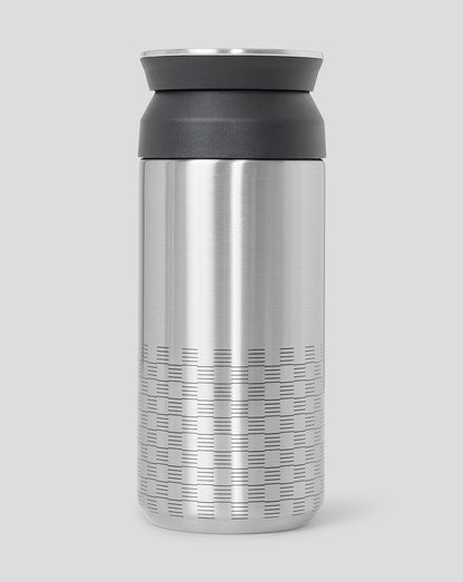 Side view of a silver double-wall tumbler with Red Bull Racing branding