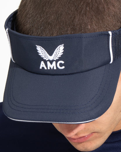 Navy Amc Core Visor seen from the back with a white embroidered AMC logo