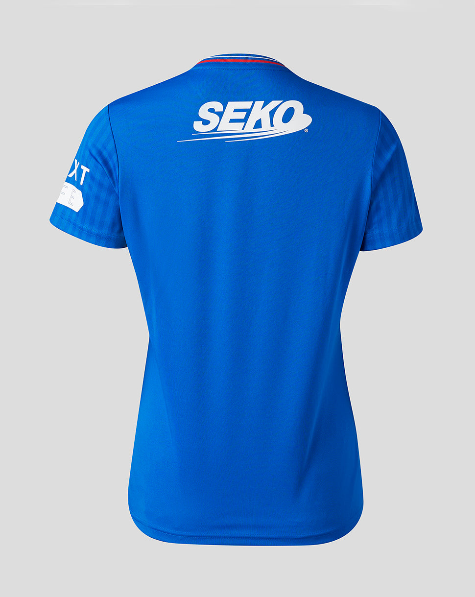 Back view of blue Rangers home shirt with SEKO branding across the upper back.