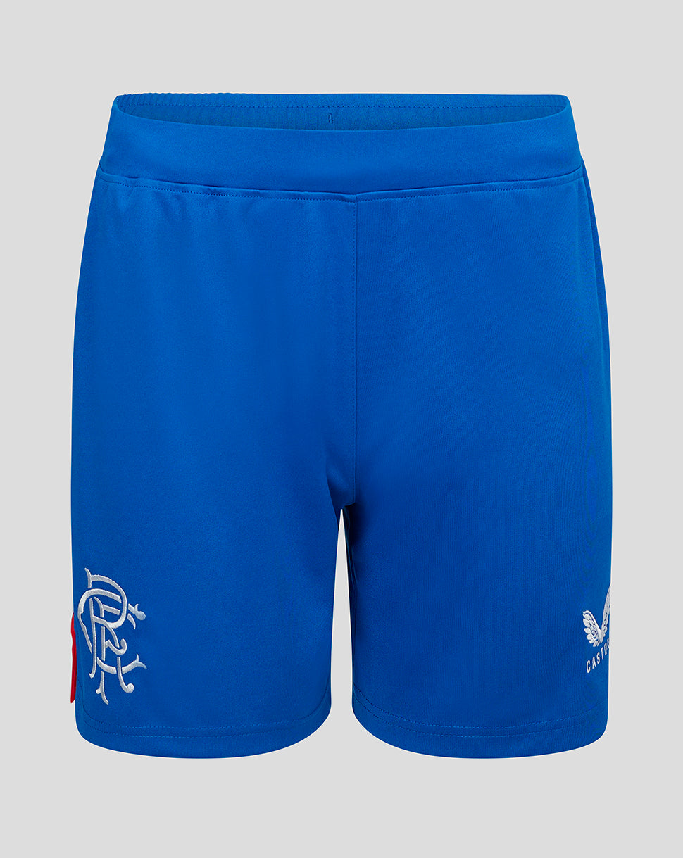 Blue Rangers Women’s Away Shorts front view with club crest on the left leg and Castore branding