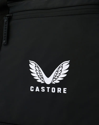 Black holdall fabric with white Castore logo and wing emblem