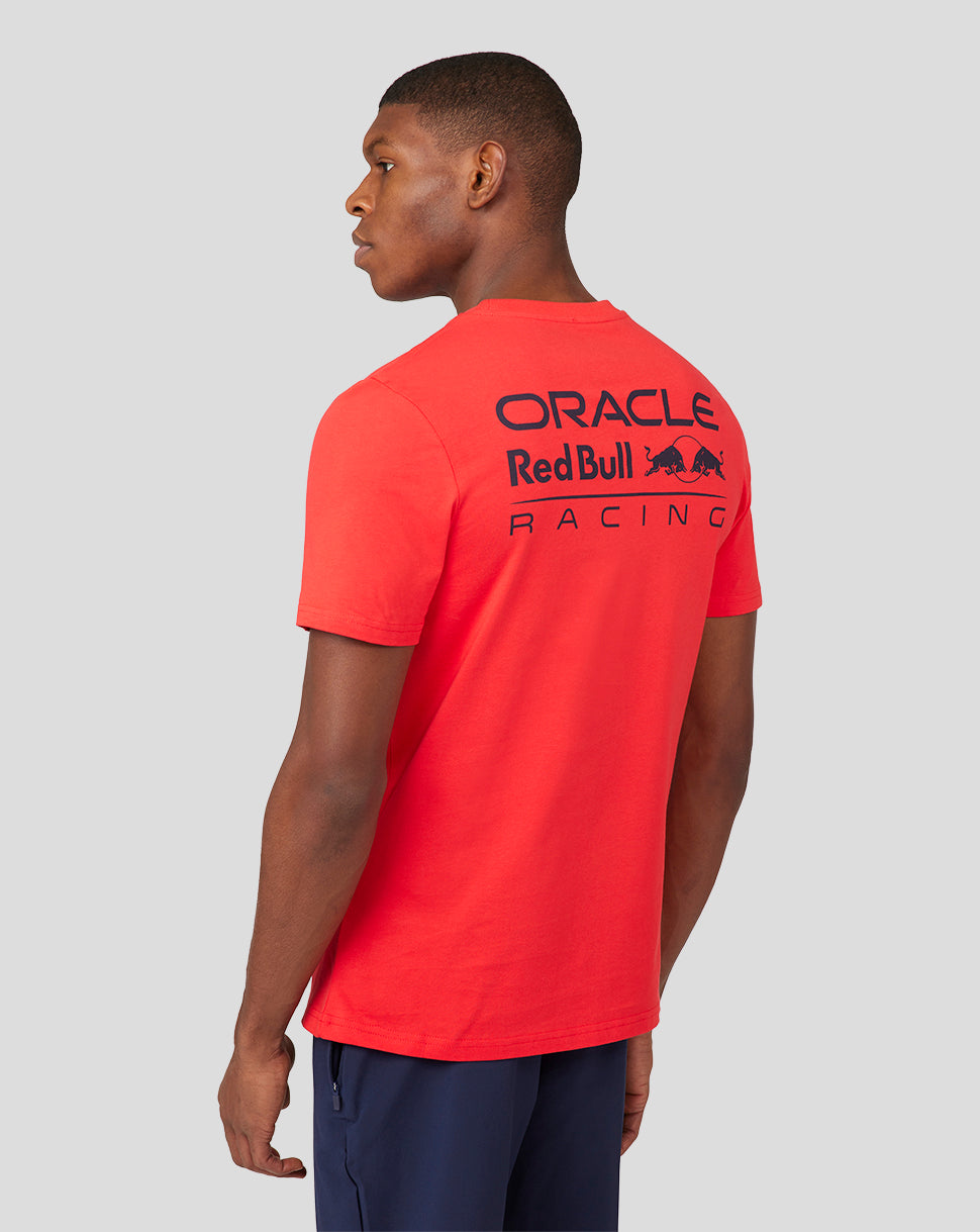 Red Core T Shirt viewed from the back with a large Oracle Red Bull Racing logo across the upper back