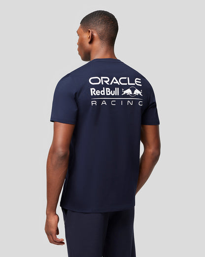 Back view of navy Oracle Red Bull Racing Core T-Shirt with a large logo on the back.