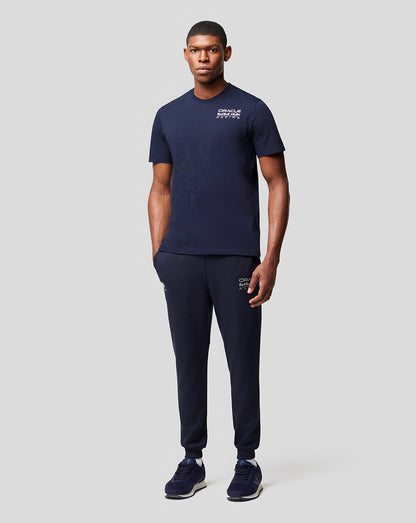 Navy blue Night Sky Oracle Red Bull Racing Core T Shirt with front logo and large back logo.