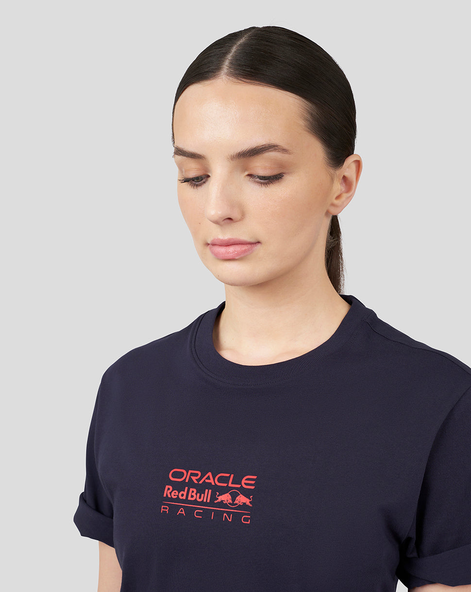Close up of navy T shirt with Oracle Red Bull Racing front logo
