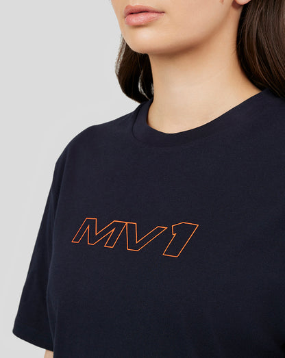Navy T-shirt with orange MV11 logo on the chest