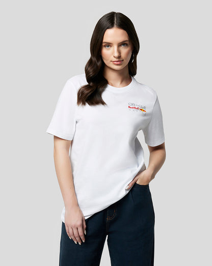 White Oracle Red Bull Racing Core T Shirt with full colour left chest logo.