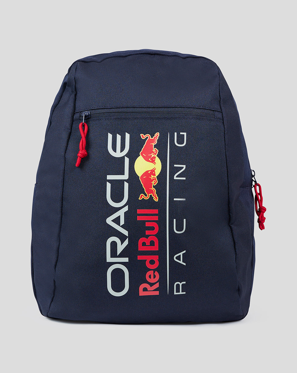 Night Sky backpack in navy with Red Bull Racing branding and red zipper pulls.